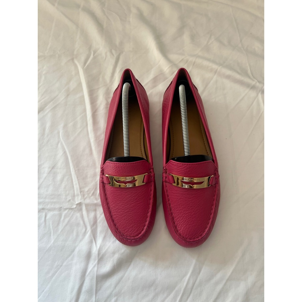 Coach Olympia Pink Pebbled Leather Loafers Gold Hardware Drivers Women's 8.5B - Picture 8 of 9